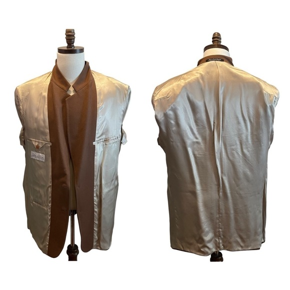 Oscar De La Renta Suit Blazer Jacket Wool Cashmere Brown Size 44L Business - Picture 11 of 12